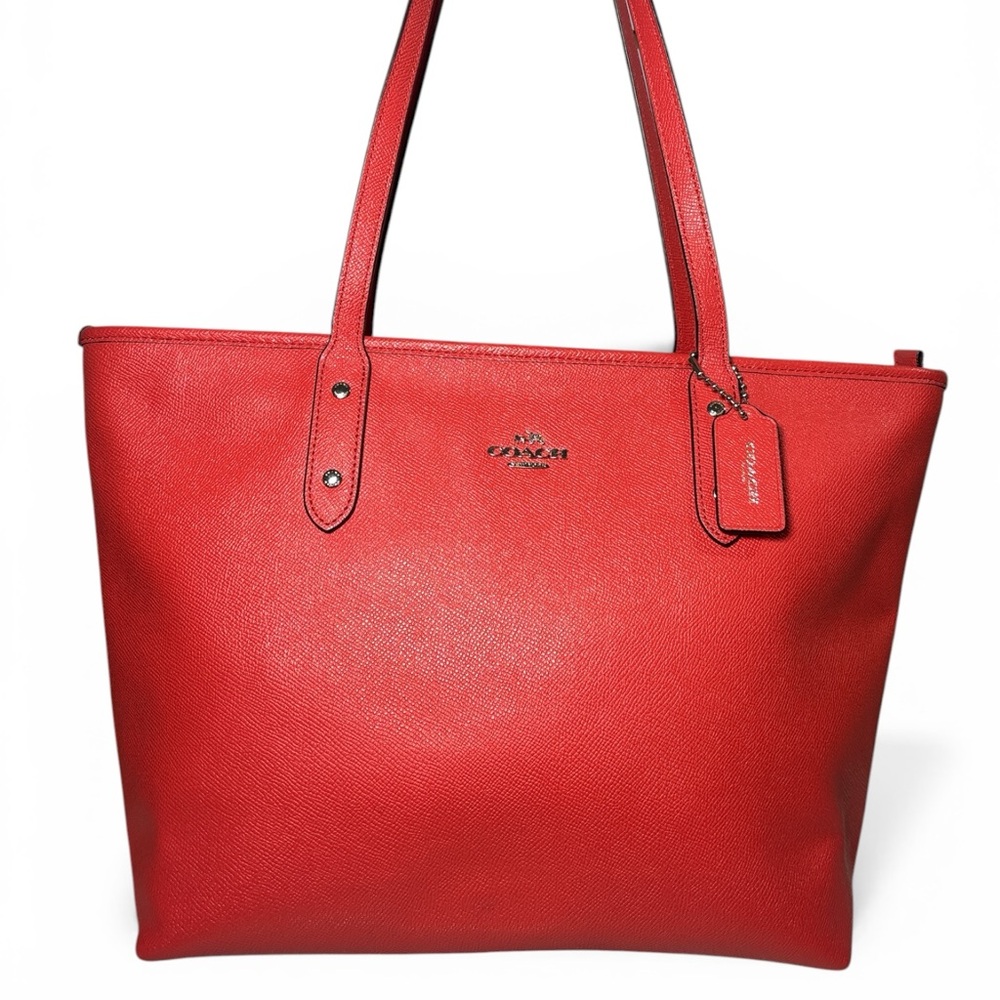 Coach Orange/Red Gallery Tote EUC!
